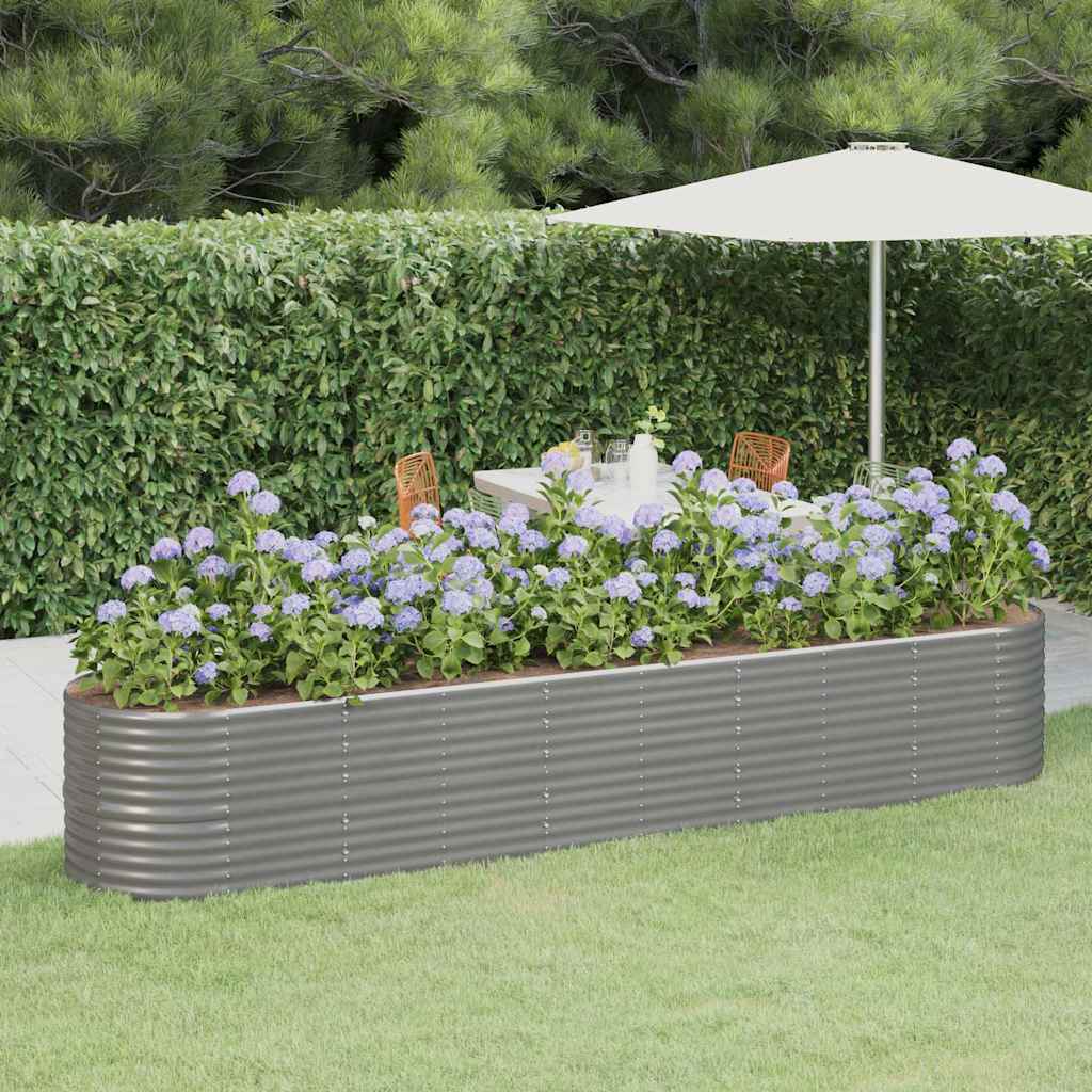 Garden Raised Bed Galvanised Steel Height 68 cm Grey 368 cm