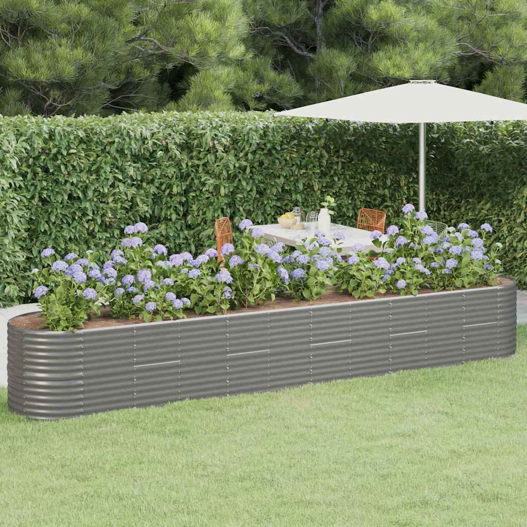 Garden Raised Bed Galvanised Steel Height 68 cm Grey 440 cm