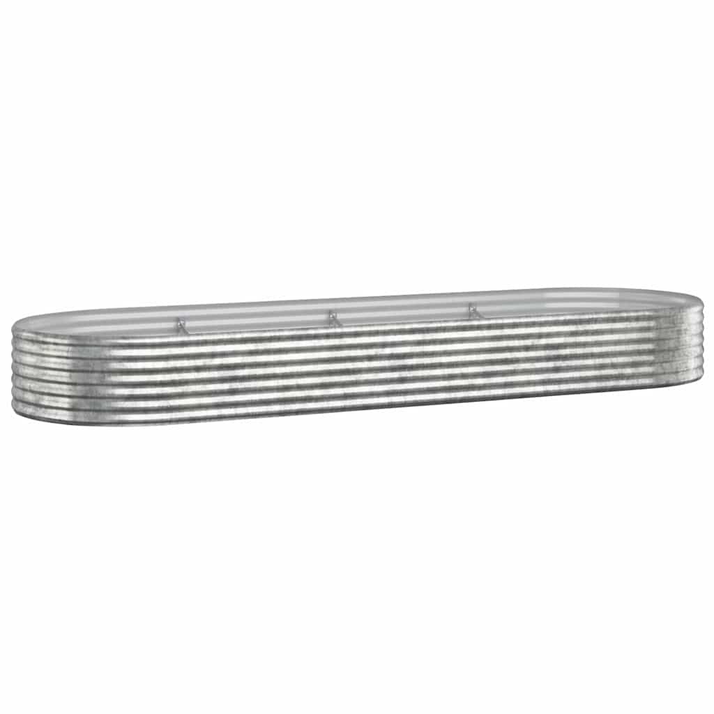 Garden Raised Bed Galvanised Steel Depth 100 cm Silver 322 cm