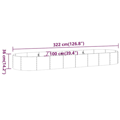 Garden Raised Bed Galvanised Steel Depth 100 cm Silver 322 cm