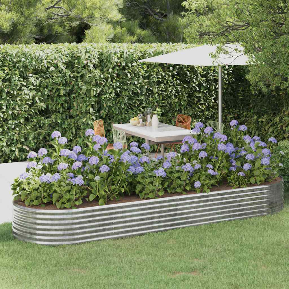 vidaXL Garden Raised Bed Galvanised Steel Depth 100 cm Silver