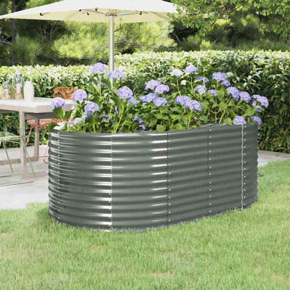 Garden Raised Bed Galvanised Steel Depth 100 cm Grey 175 cm