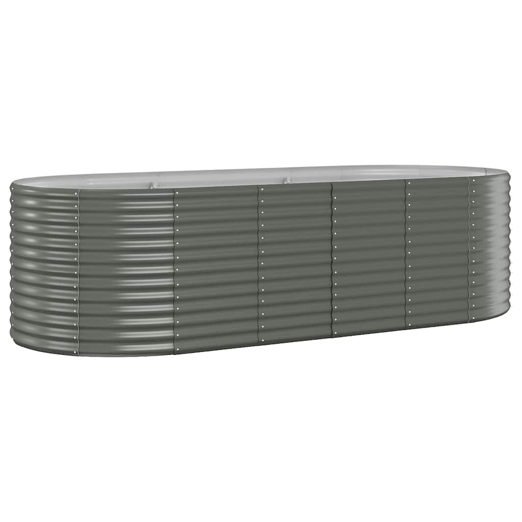 Garden Raised Bed Galvanised Steel Depth 100 cm Grey 249 cm