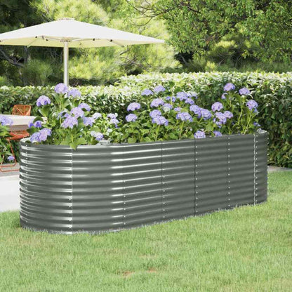 Garden Raised Bed Galvanised Steel Depth 100 cm Grey 249 cm