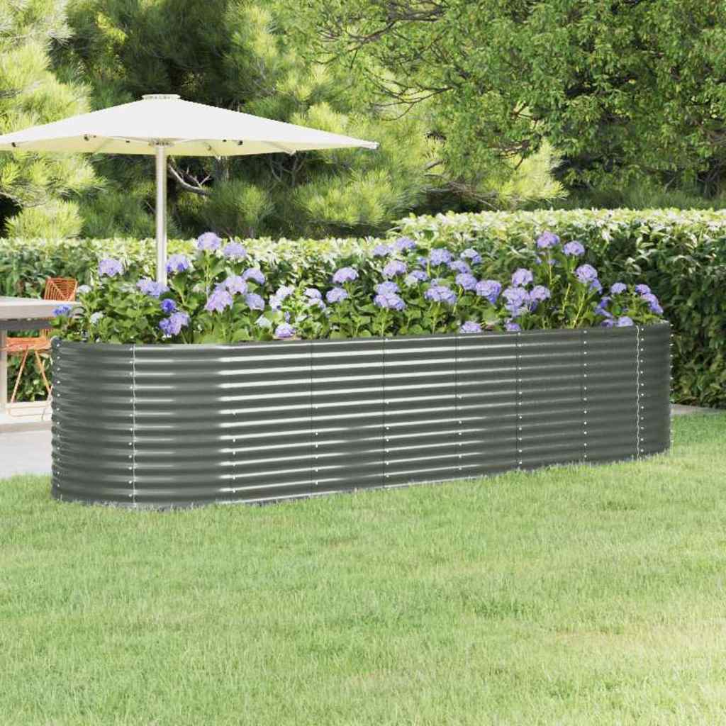 Garden Raised Bed Galvanised Steel Depth 100 cm Grey 322 cm