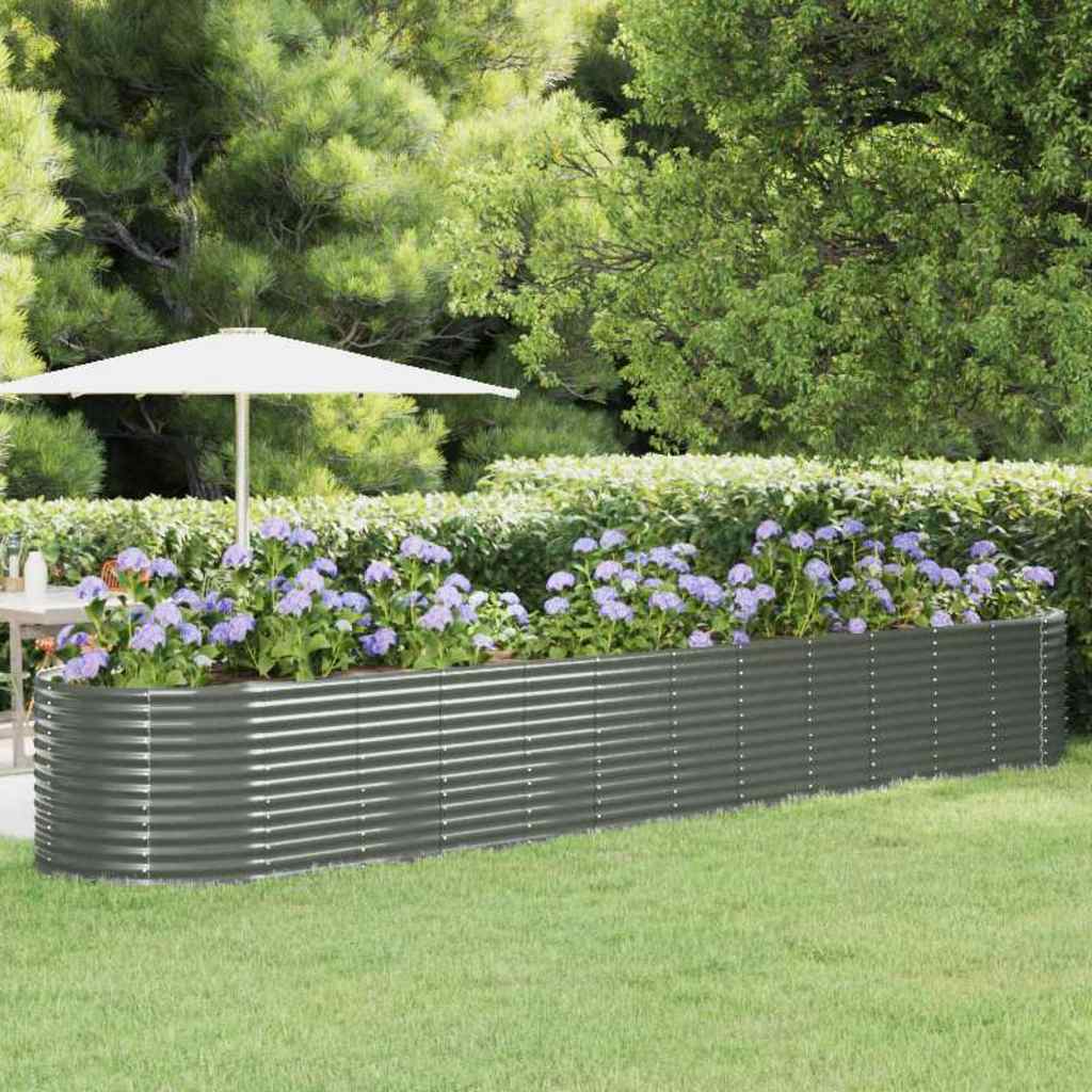 Garden Raised Bed Galvanised Steel Depth 100 cm Grey 507 cm