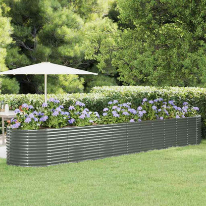 Garden Raised Bed Galvanised Steel Depth 100 cm Grey 507 cm