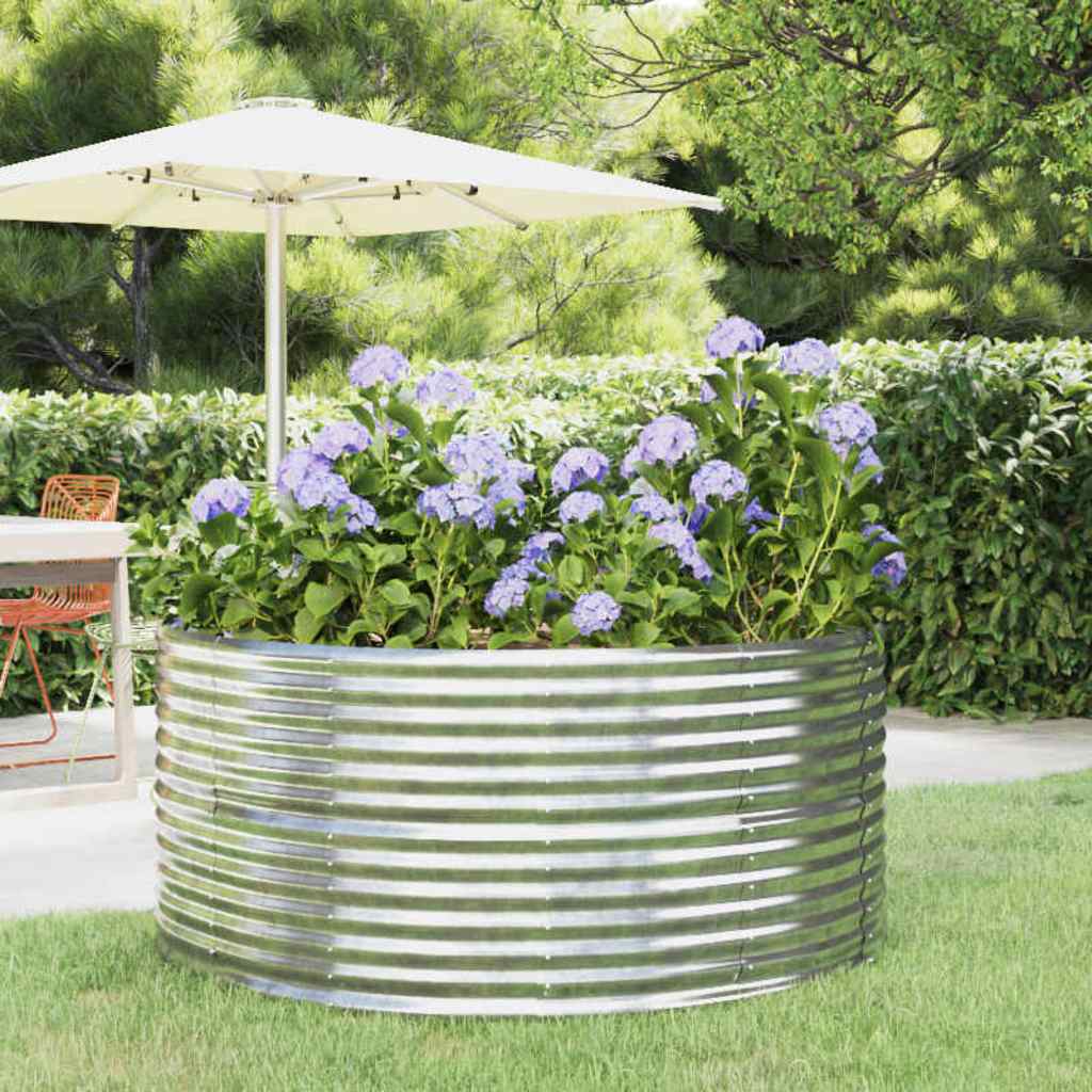 Garden Raised Bed Galvanised Steel Depth 140 cm Silver 140 cm