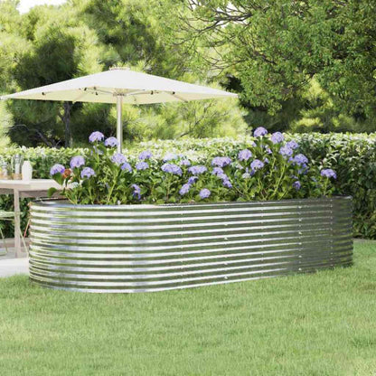 Garden Raised Bed Galvanised Steel Depth 140 cm Silver 291 cm