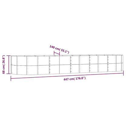 Garden Raised Bed Galvanised Steel Depth 140 cm Silver 447 cm