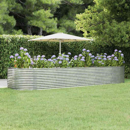 Garden Raised Bed Galvanised Steel Depth 140 cm Silver 447 cm