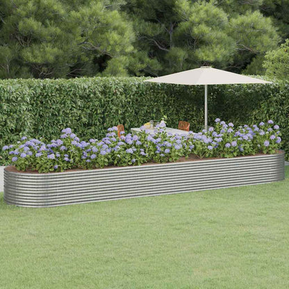 Garden Raised Bed Galvanised Steel Depth 140 cm Silver 584 cm