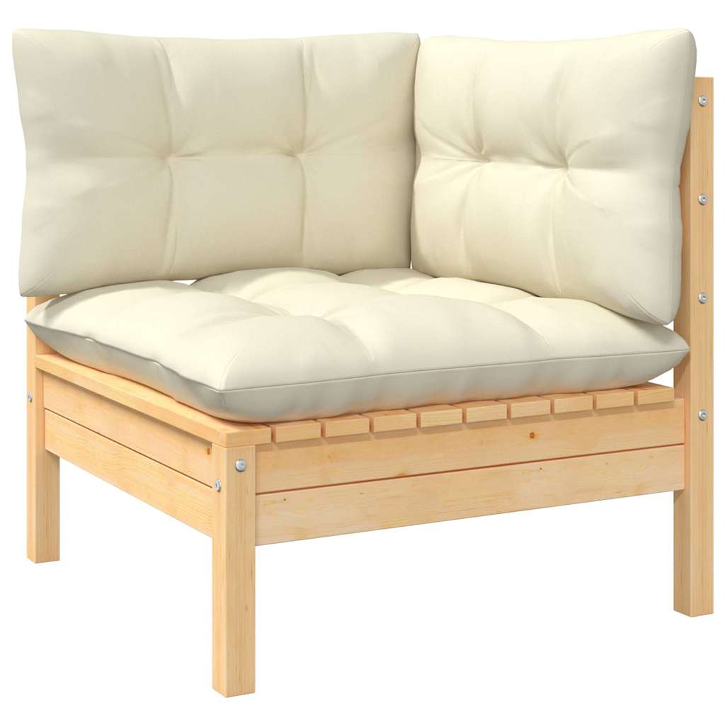 vidaXL 8 Piece Garden Lounge Set with Cream Cushions Pinewood 3