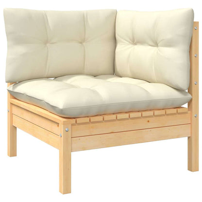 vidaXL 8 Piece Garden Lounge Set with Cream Cushions Pinewood 3