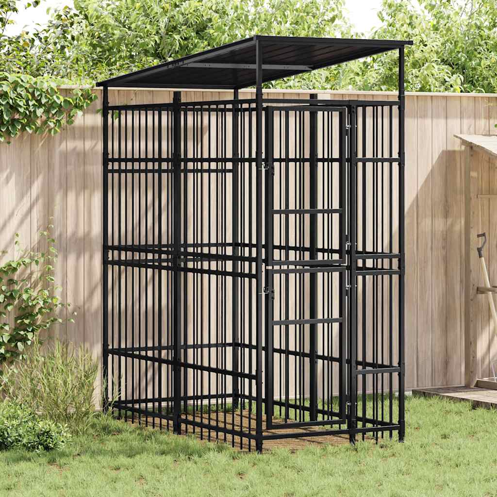 vidaXL Outdoor Dog Kennel Steel 1.84 m²