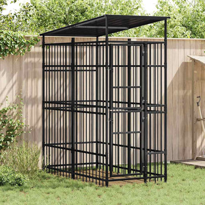 vidaXL Outdoor Dog Kennel Steel 1.84 m²