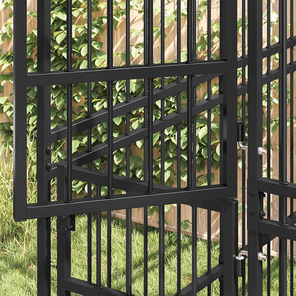 vidaXL Outdoor Dog Kennel with Roof Steel 3,69 m² 3