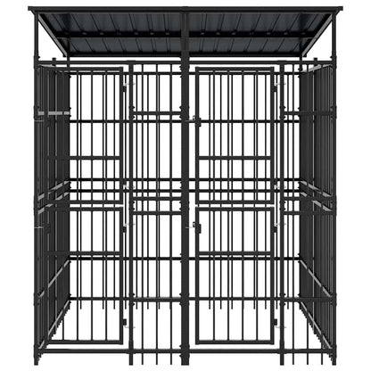 vidaXL Outdoor Dog Kennel with Roof Steel 3,69 m² 5