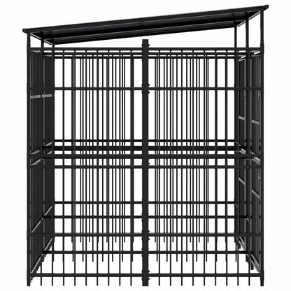 vidaXL Outdoor Dog Kennel with Roof Steel 3,69 m² 6