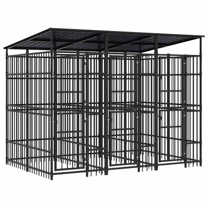 vidaXL Outdoor Dog Kennel with Roof Steel 5,53 m² 2
