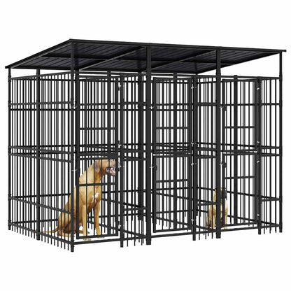 vidaXL Outdoor Dog Kennel with Roof Steel 5,53 m² 4