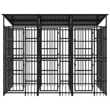 vidaXL Outdoor Dog Kennel with Roof Steel 5,53 m² 5
