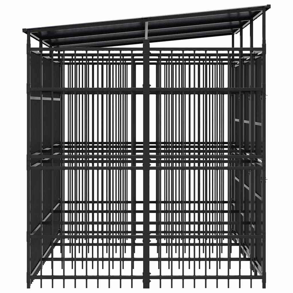 vidaXL Outdoor Dog Kennel with Roof Steel 5,53 m² 6