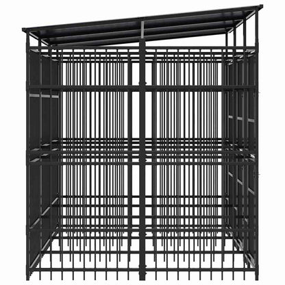 vidaXL Outdoor Dog Kennel with Roof Steel 5,53 m² 6