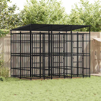 vidaXL Outdoor Dog Kennel with Roof Steel 5,53 m² 1