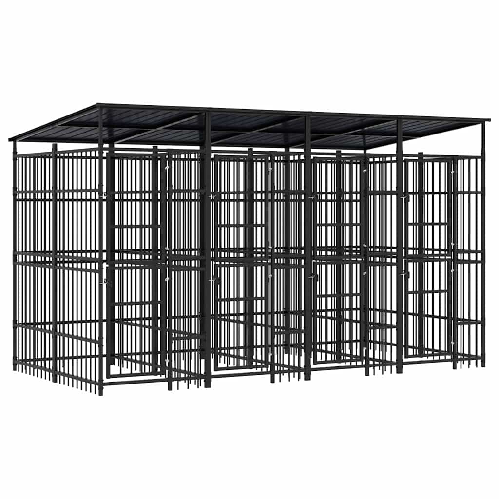 Outdoor Dog Kennel Steel 1,84 m² 384 x 192 x 200 cm