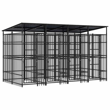 Outdoor Dog Kennel Steel 1,84 m² 384 x 192 x 200 cm