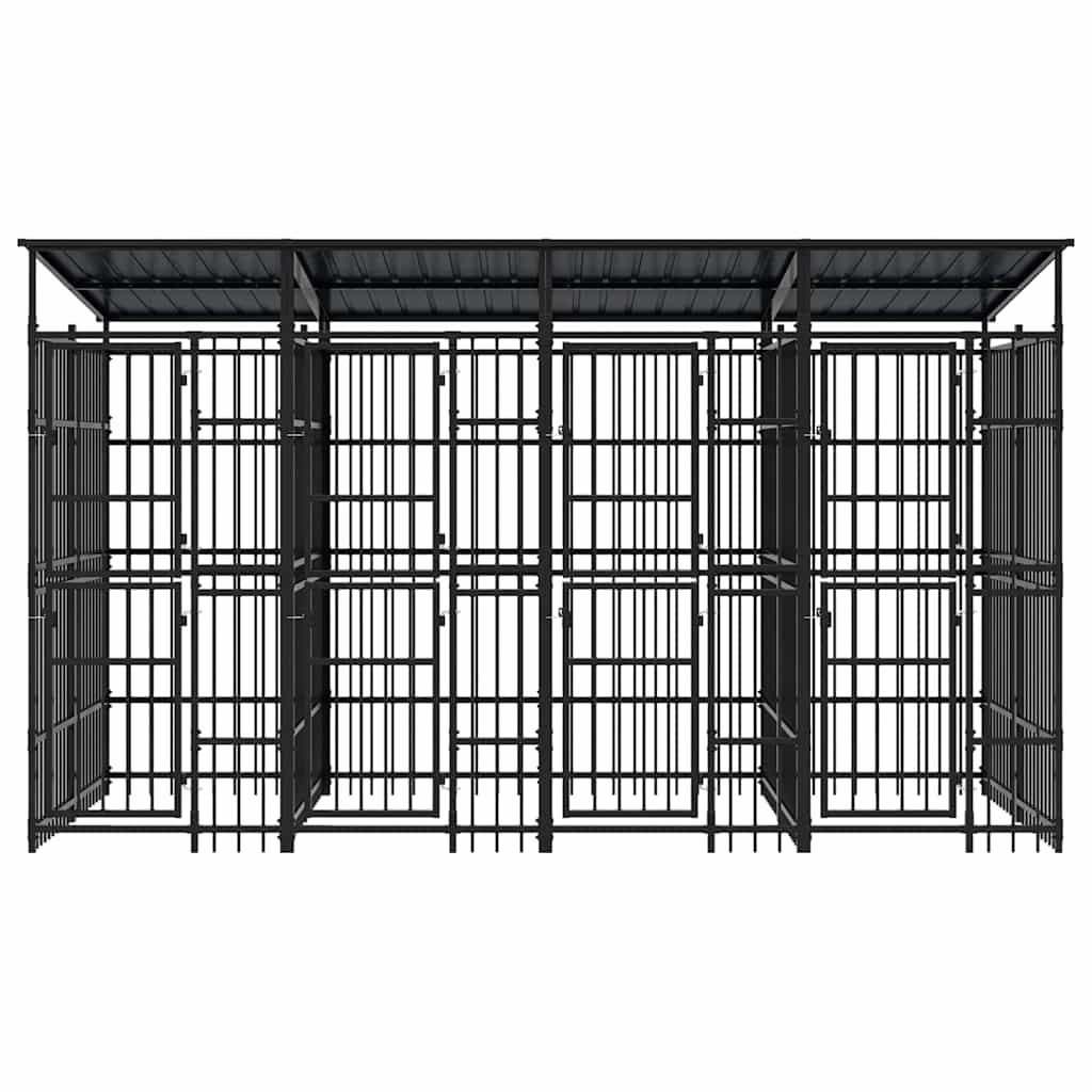vidaXL Outdoor Dog Kennel with Roof Steel 7,37 m² 5