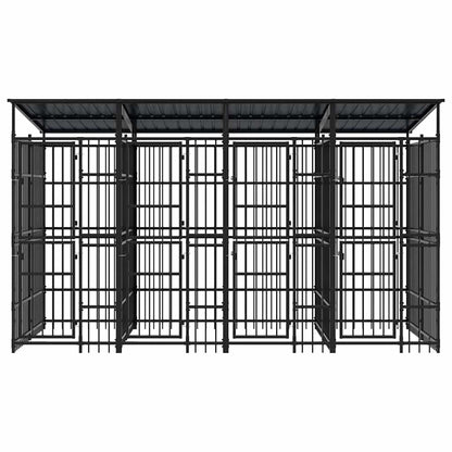 vidaXL Outdoor Dog Kennel with Roof Steel 7,37 m² 5