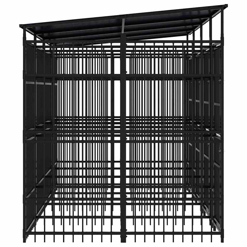 vidaXL Outdoor Dog Kennel with Roof Steel 7,37 m² 6