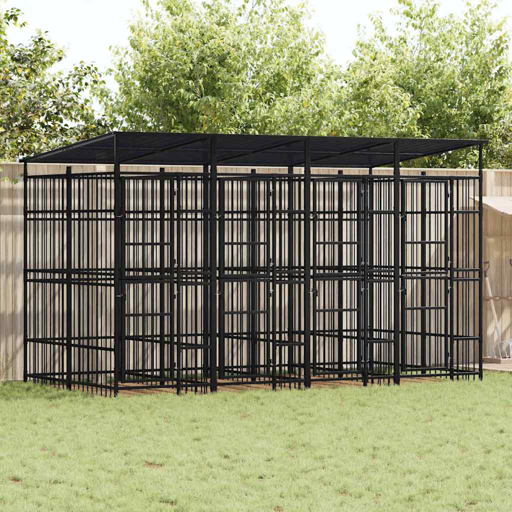 vidaXL Outdoor Dog Kennel with Roof Steel 7,37 m² 1