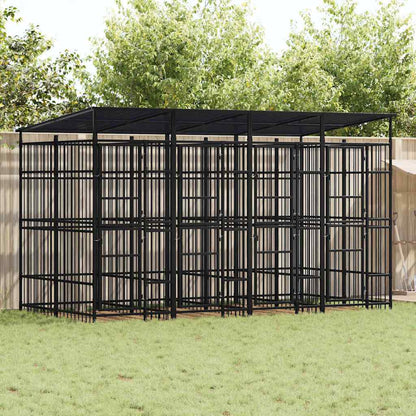 vidaXL Outdoor Dog Kennel with Roof Steel 7,37 m² 1