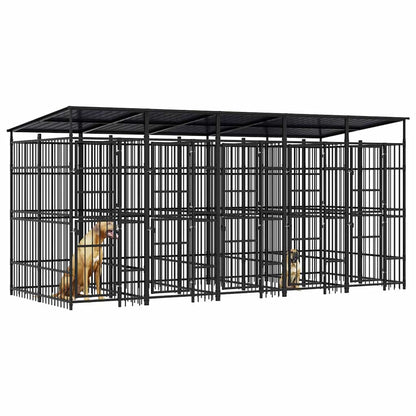 vidaXL Outdoor Dog Kennel with Roof Steel 9,22 m² 4