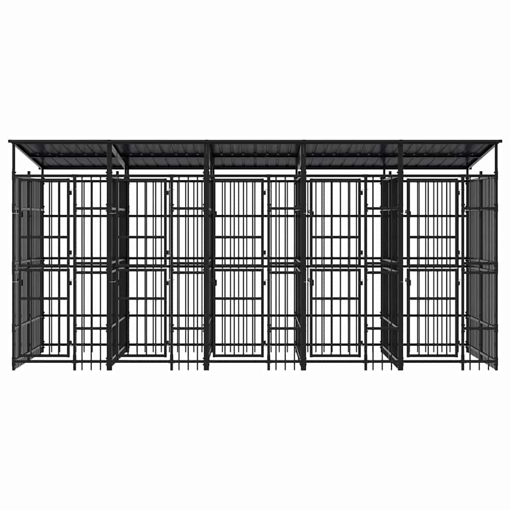 vidaXL Outdoor Dog Kennel with Roof Steel 9,22 m² 5