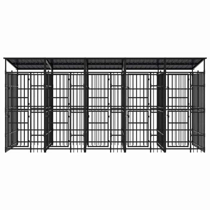 vidaXL Outdoor Dog Kennel with Roof Steel 9,22 m² 5