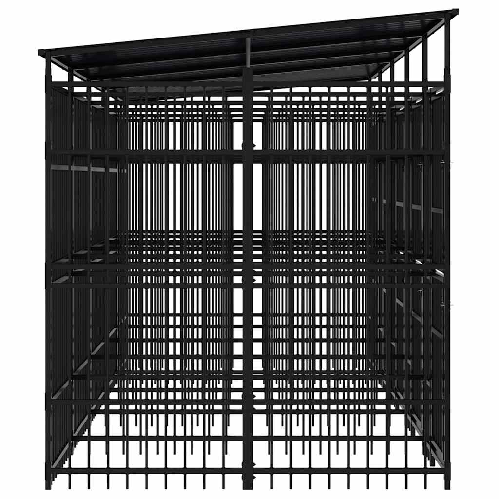 vidaXL Outdoor Dog Kennel with Roof Steel 9,22 m² 6