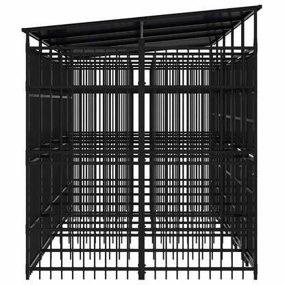 vidaXL Outdoor Dog Kennel with Roof Steel 9,22 m² 6