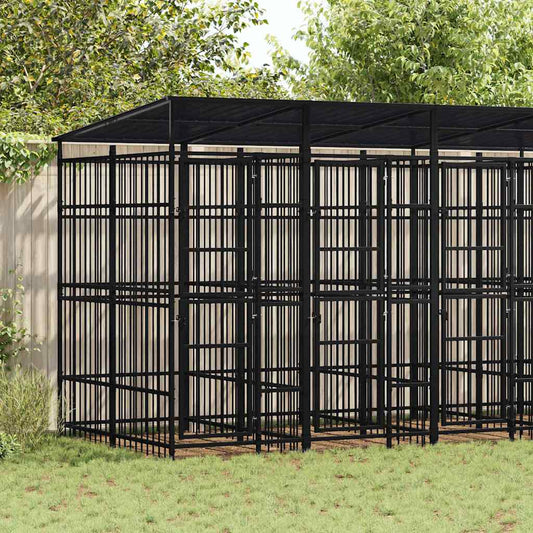 vidaXL Outdoor Dog Kennel with Roof Steel 9,22 m² 1