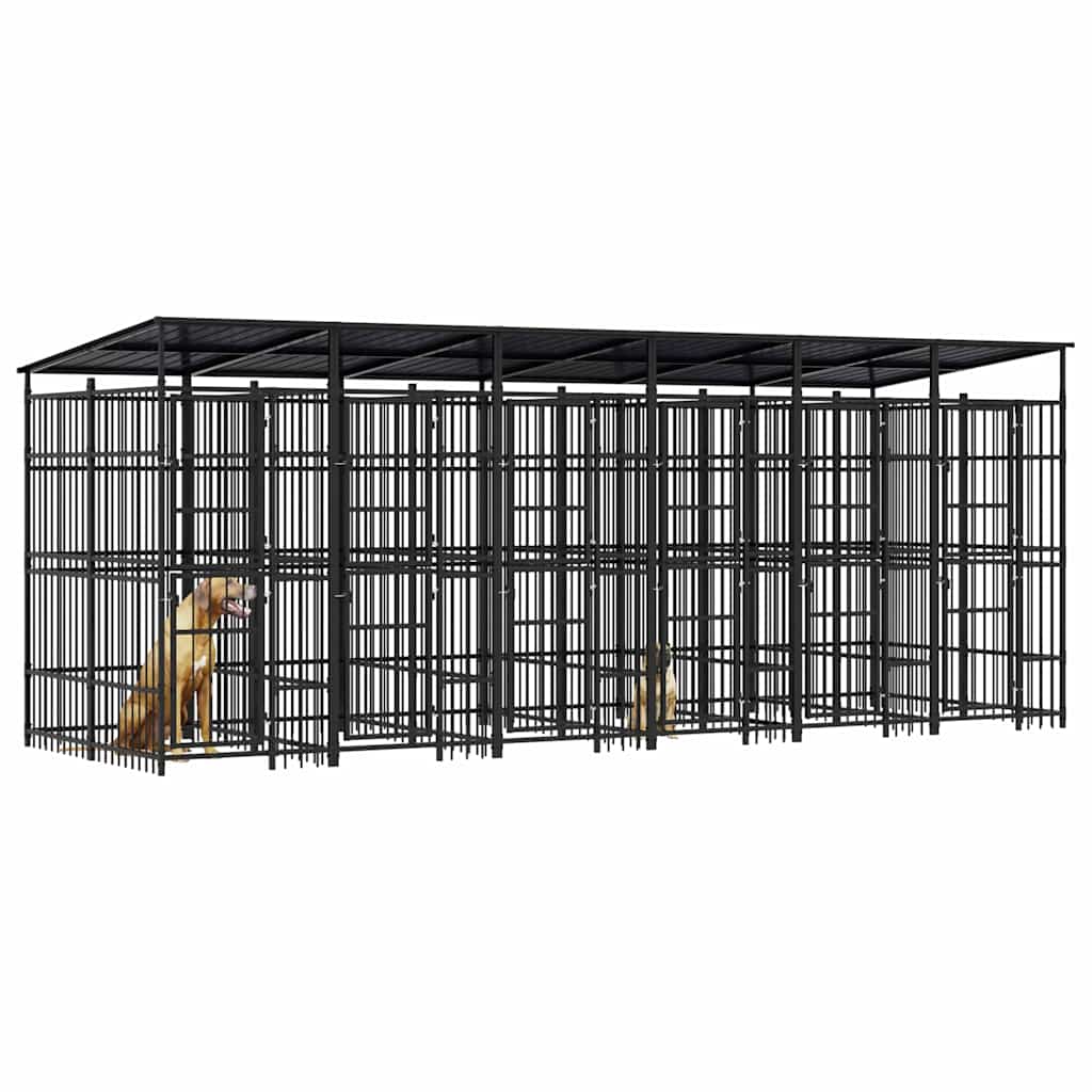 vidaXL Outdoor Dog Kennel with Roof Steel 11,06 m² 4