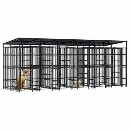 vidaXL Outdoor Dog Kennel with Roof Steel 11,06 m² 4