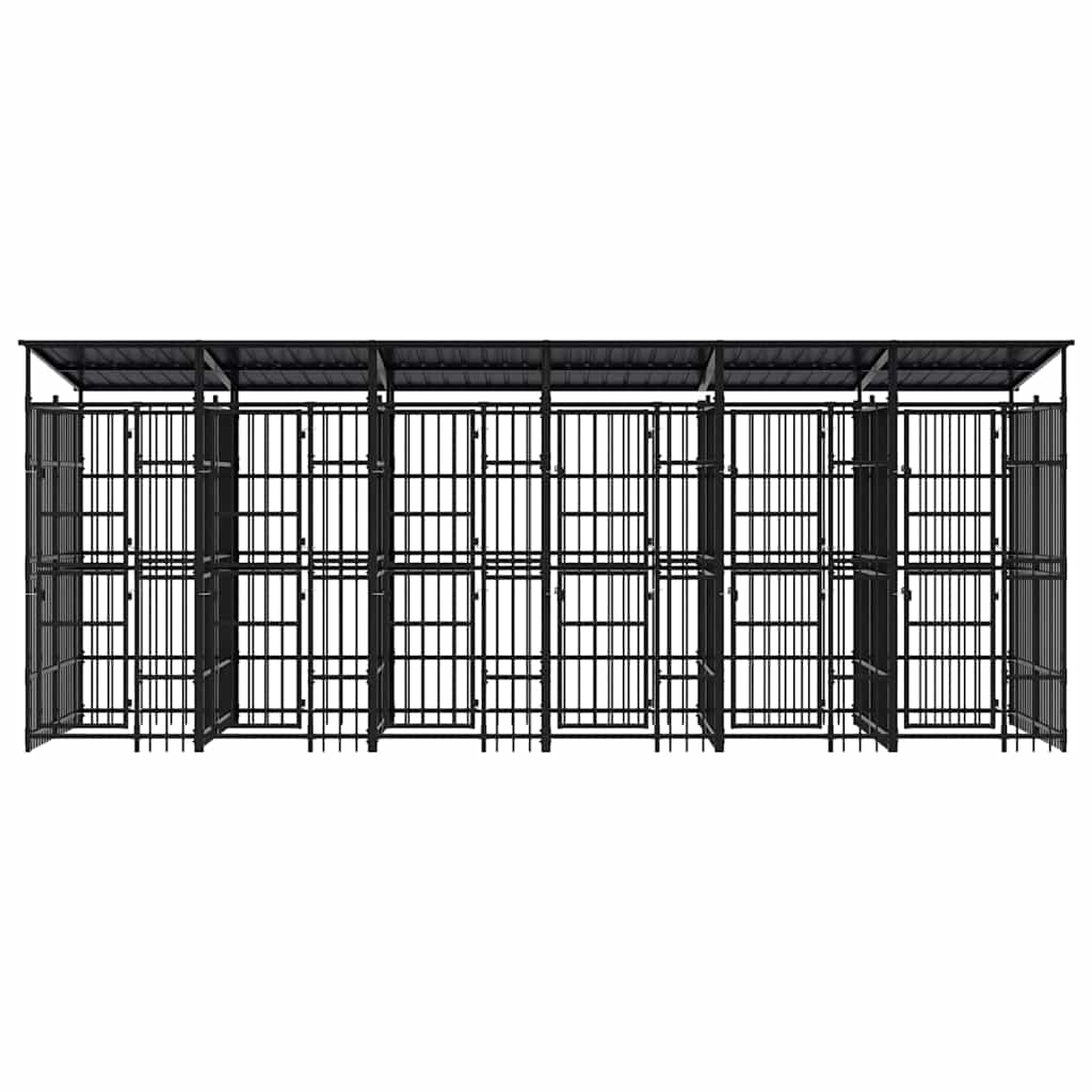 vidaXL Outdoor Dog Kennel with Roof Steel 11,06 m² 5