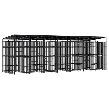 vidaXL Outdoor Dog Kennel with Roof Steel 12,9 m² 2