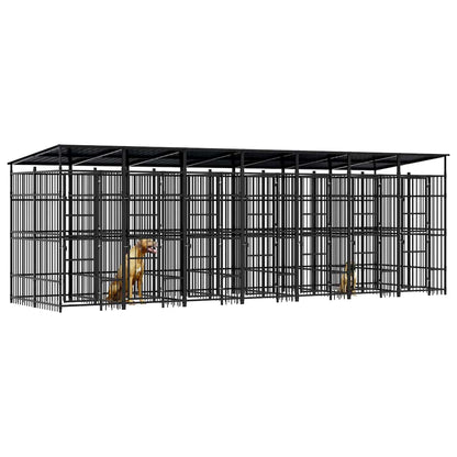 vidaXL Outdoor Dog Kennel with Roof Steel 12,9 m² 4