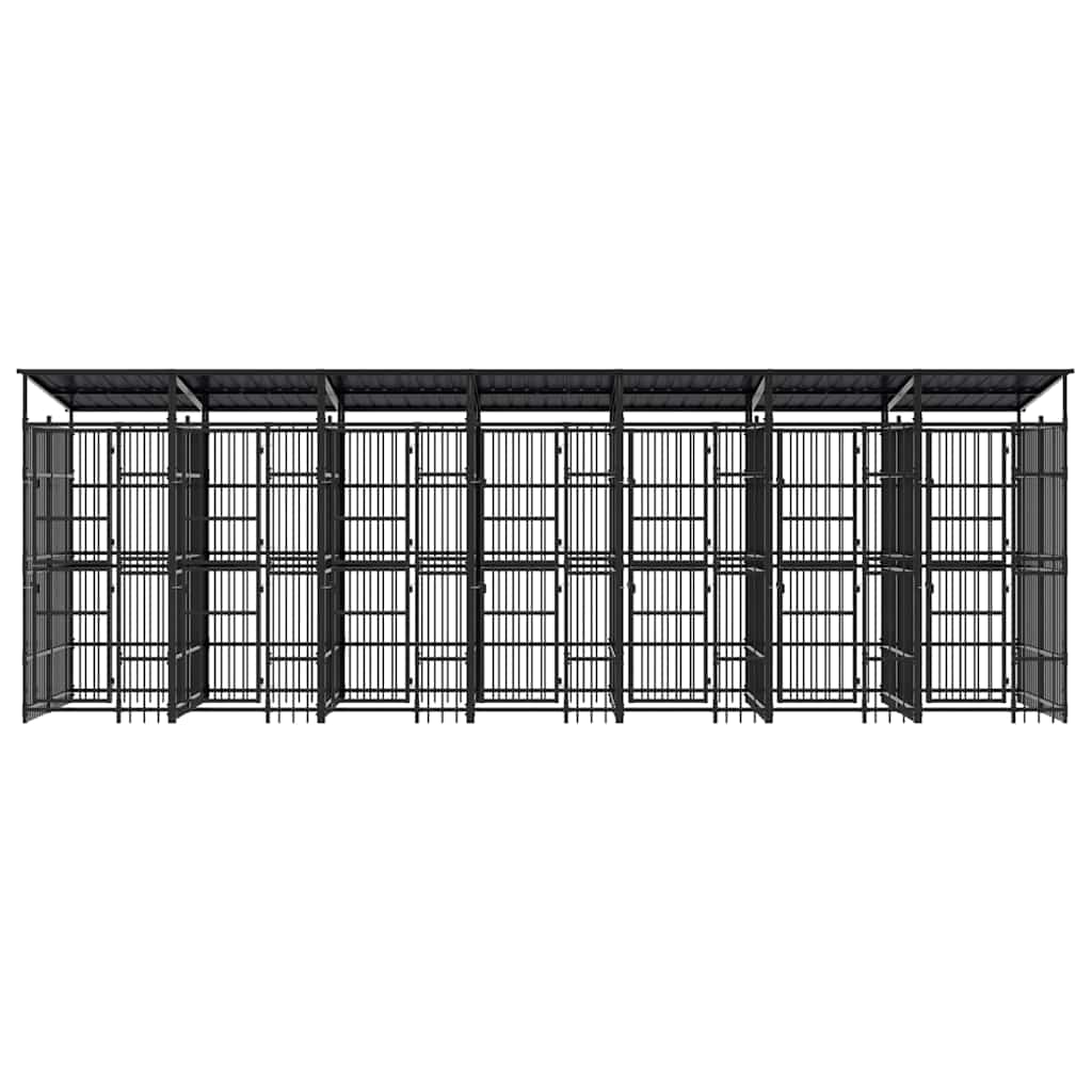 vidaXL Outdoor Dog Kennel with Roof Steel 12,9 m² 5