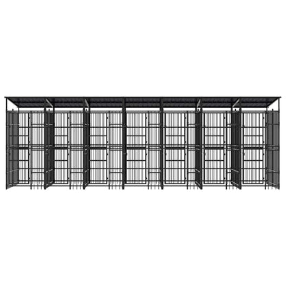 vidaXL Outdoor Dog Kennel with Roof Steel 12,9 m² 5