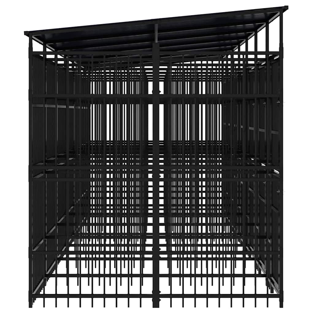 vidaXL Outdoor Dog Kennel with Roof Steel 12,9 m² 6